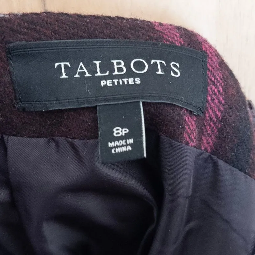 Talbots Womens Plaid Skirt Size 8P Burgundy Wool Classic Preppy Academia Office - Image 5