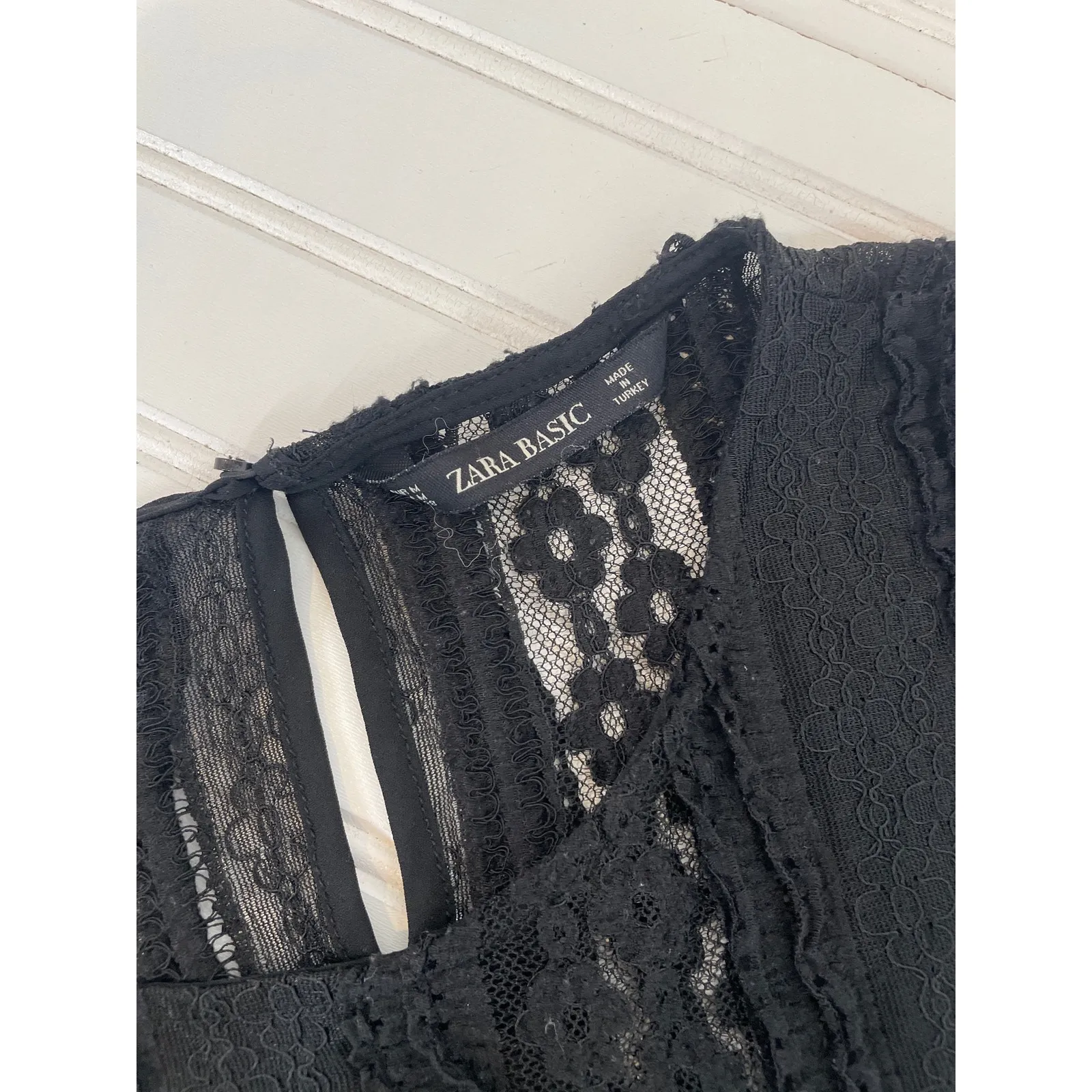 Zara Floral Lace Sleeveless Peplum Top & High Waisted Cropped Pants Bundle Sz M - Image 7