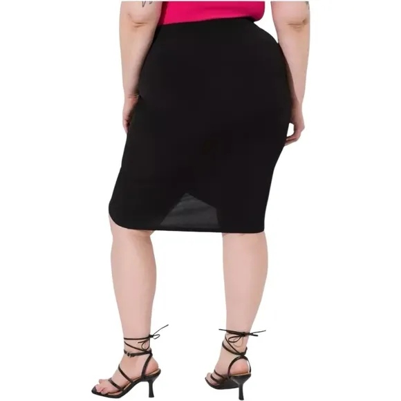 NWT Torrid Midi Studio‎ Knit Side Knot Skirt Black Pencil Sz 2x Office Stretch - Image 2