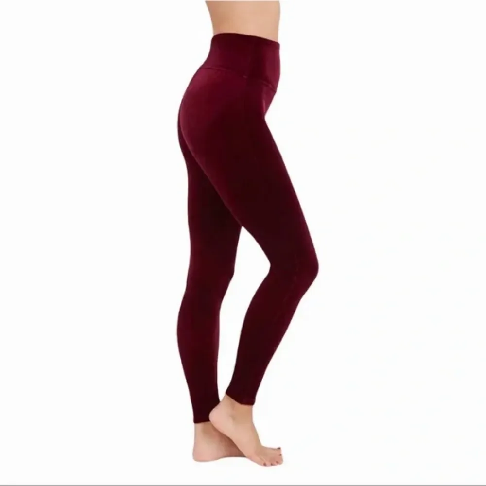 NWT Spanx Velvet Leggings in Color Rich Burgundy Size S - Image 3