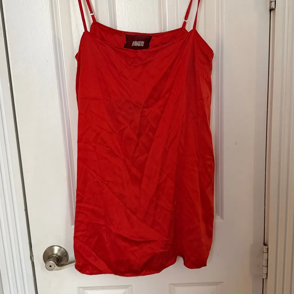 Reformation 100% Silk Red Mini Strappy Dress - Image 6