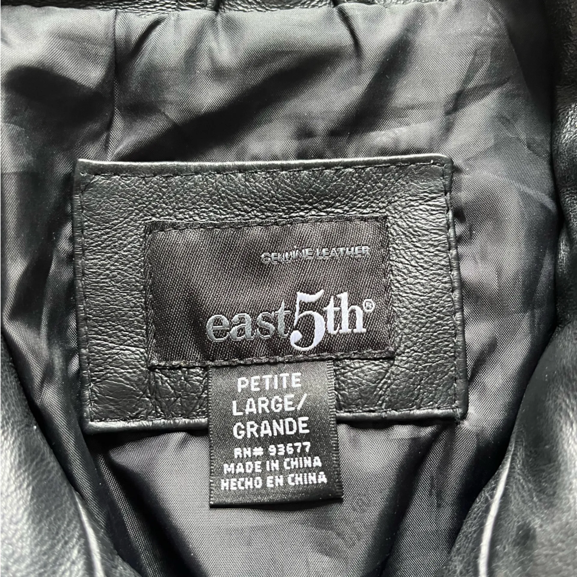 Women’s East 5th Black Leather Jacket size medium petite - Image 11