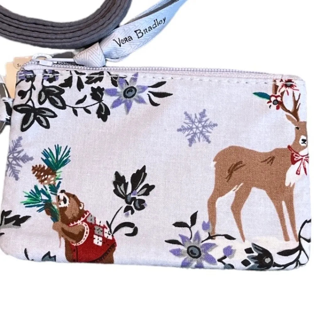 Vera Bradley Merry Mischief Snow Day Zip ID and Lanyard Light Blue - Image 3