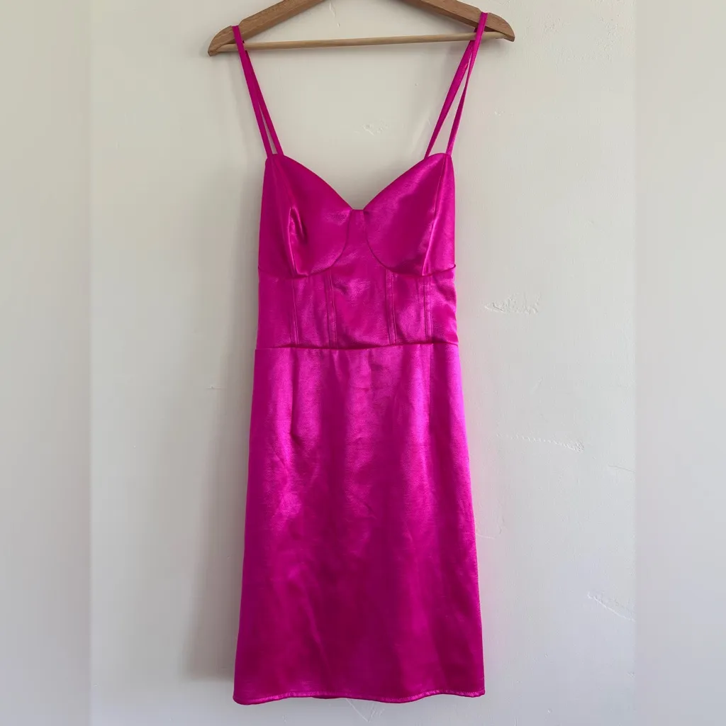 Wild Fable mini dress Hot Pink corset Satin Chemise women warm size Xl - Image 2