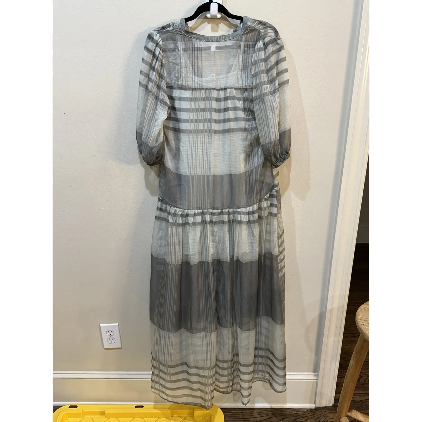 $228 Splendid Chance Printed Drop Waist Maxi‎ Dress, Light Green Size XS No Belt - Image 4