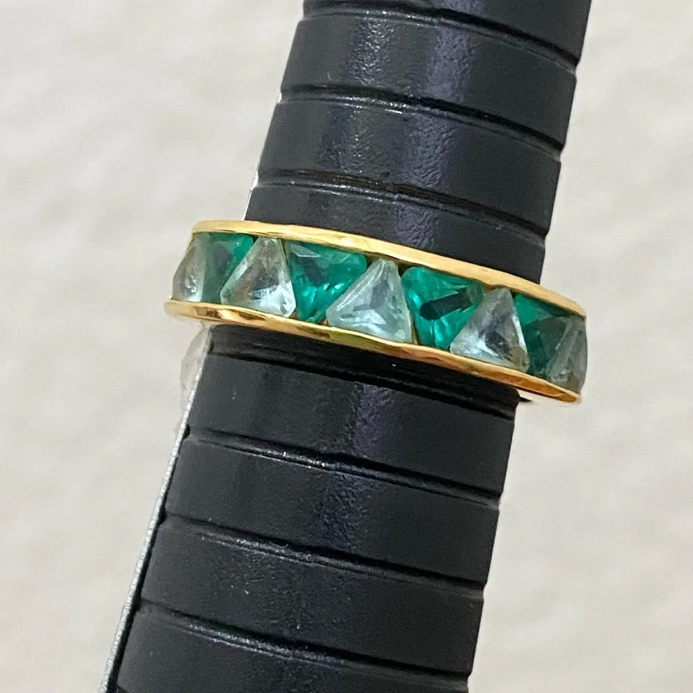 SUZANNE SOMERS 925 Gold Emerald Green Trilliant CZ Cubic Zirconia Ring Size 8 - Image 12