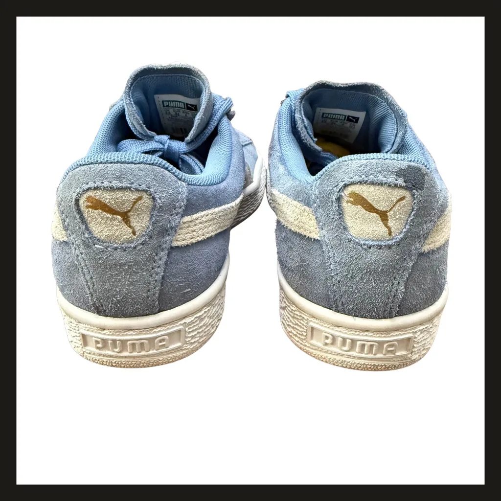 PUMA Suede Classic Blue Cream Low Top Sneakers Womens Size 6 | Art 355462-64 EUC - Image 10