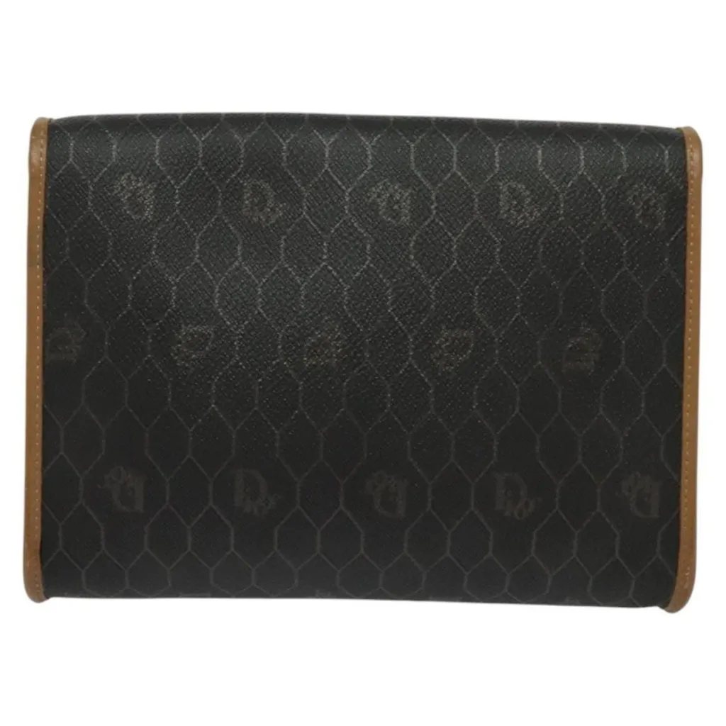 Honeycomb Canvas Chain Shoulder Bag PVC Black Gold Authentic - Image 9