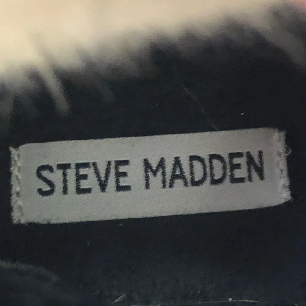 C Steve Madden Alaska Faux Fur Black Leather Combat Women Boots Size 6.5 - Image 11