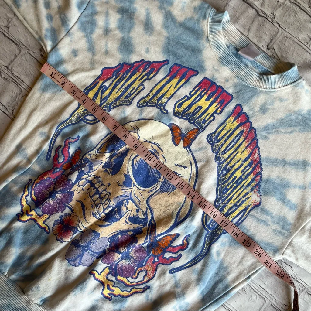 Live In The Moment Tie Dye No Boundaries Sweatshirt Small Womens Skull Grateful - Image 4