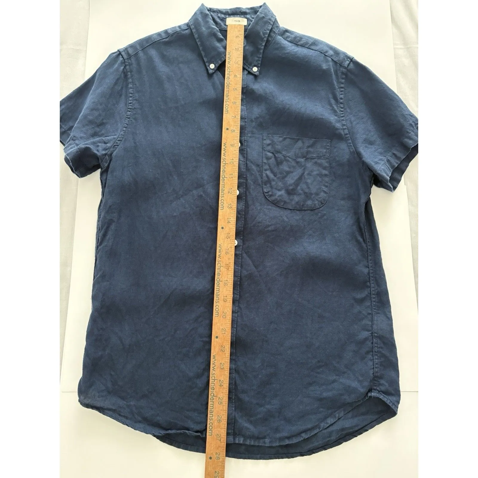 J. Crew Irish Linen Shirt Baird McNutt Size S Dark Blue Slim Fit Casual Nautical - Image 5