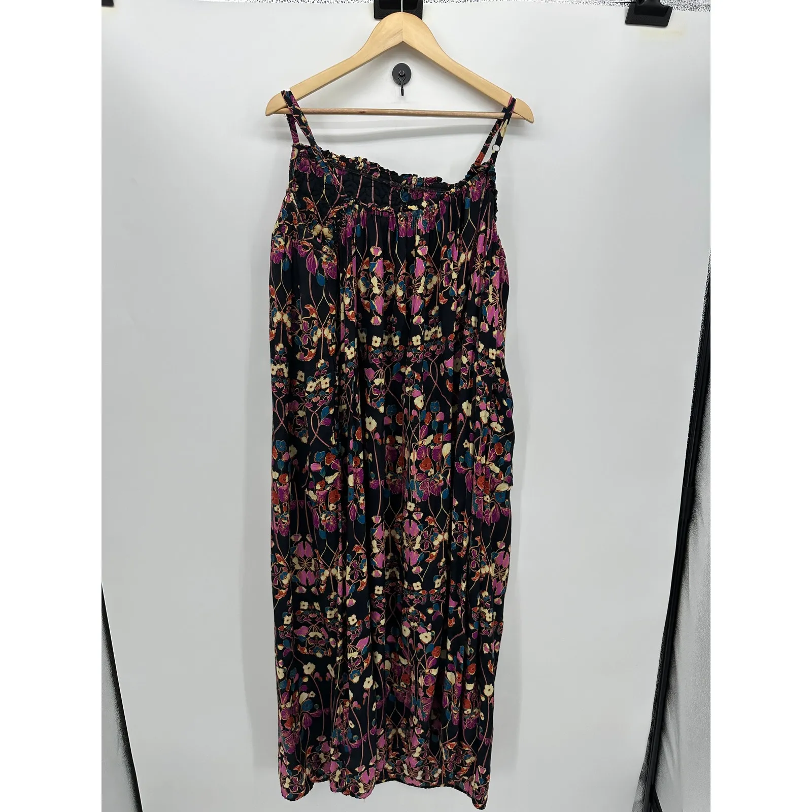 Anthropologie Women Quilted Dark Floral Boho Maxi Dress Size 2X Boho Long Summer - Image 2