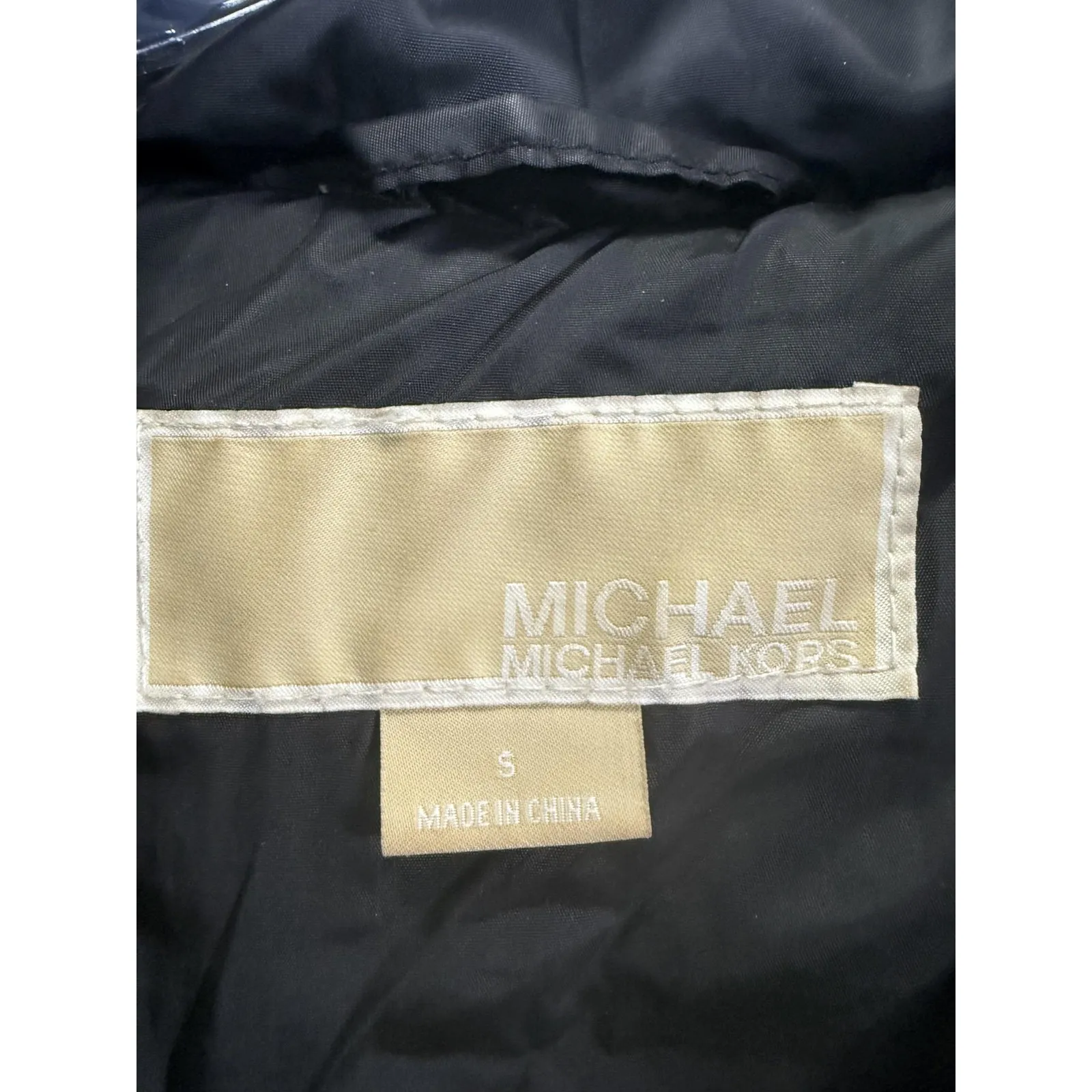 Michael Michael Kors Coat Womens Small Black Down Puffer Hooded Faux Fur Trim - Image 5