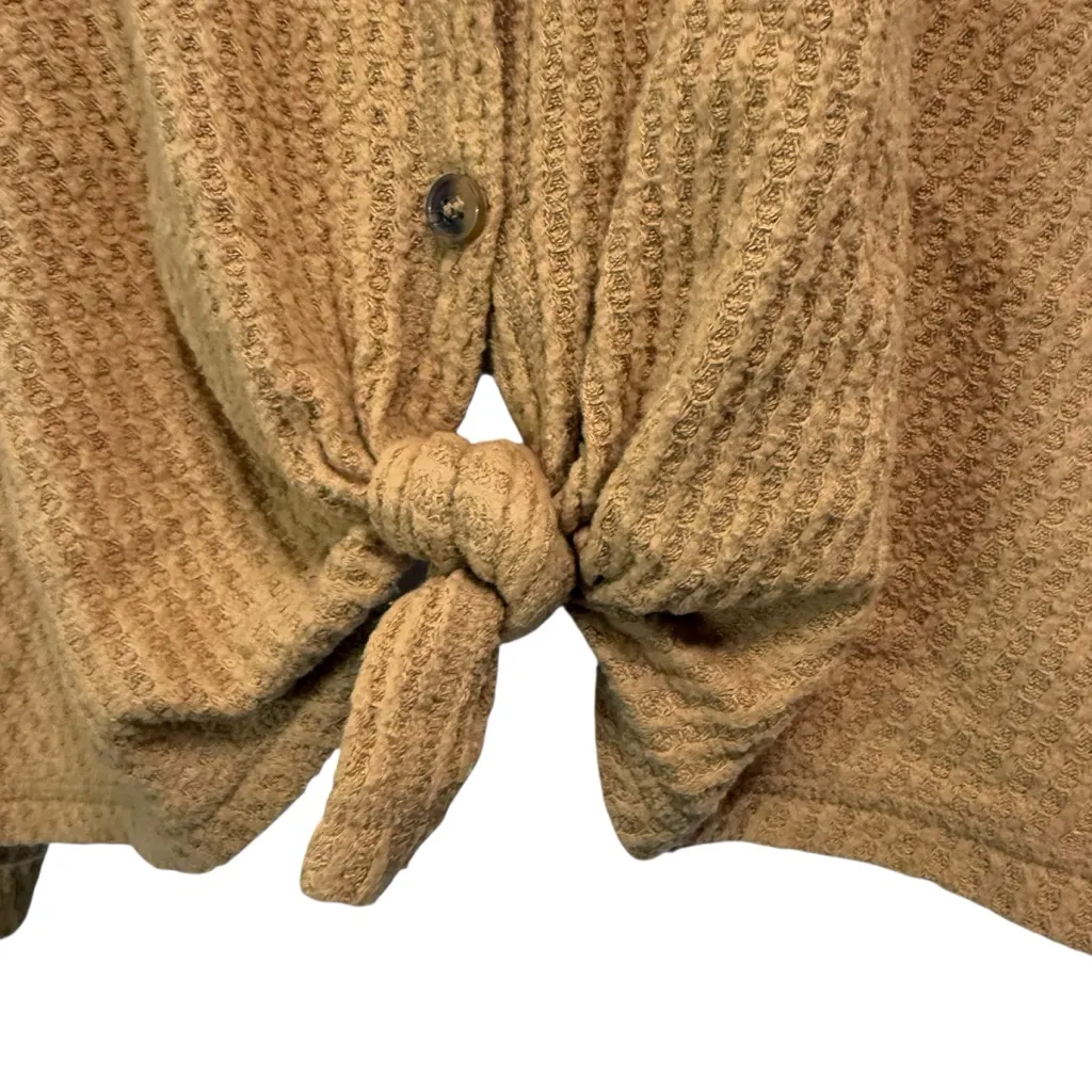 American Eagle Button Down‎ Waffle Knit Long Sleeve Top size L - Image 5