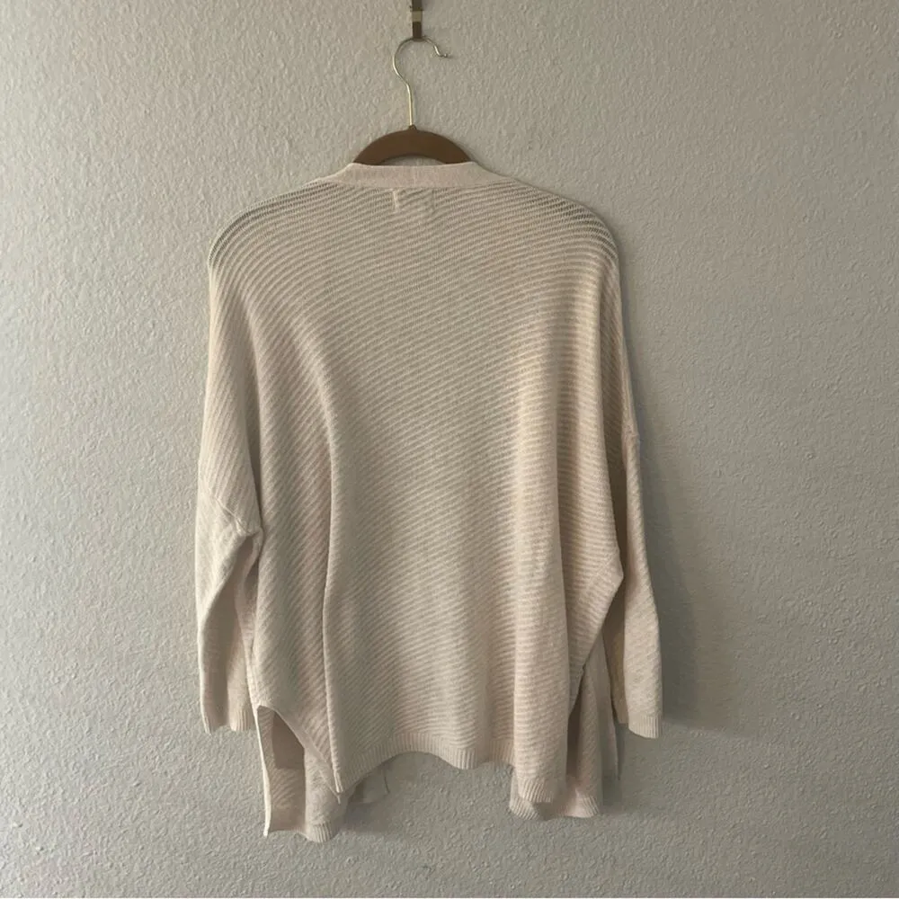 Cream Open Cardigan with Pockets & side slits - Image 5