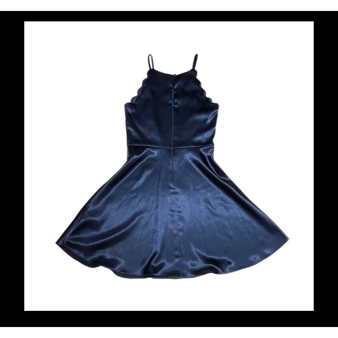 I. N. INTERNATIONAL Blue Fit & Flare Juniors 3 Satin Scallop Dress Size undefined - Image 2