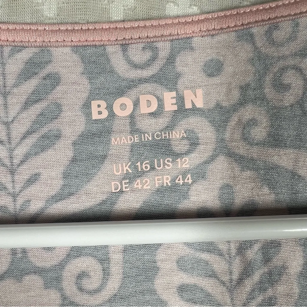 Boden Blue Pink Floral‎ Wrap Front Top Size 12 - Image 2