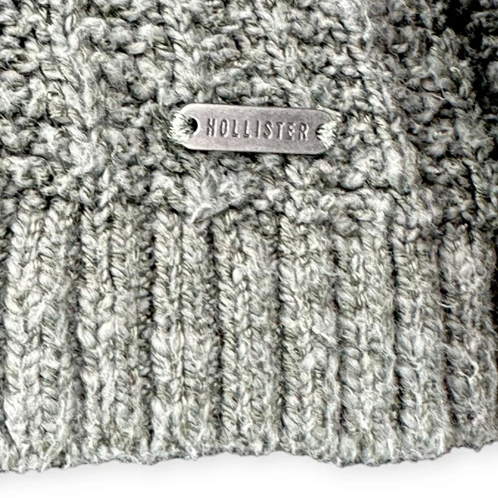 Hollister | XS | Sage Green Open Knit Ribbed Long Sleeve V-Neck Cropped Sweater - Image 6