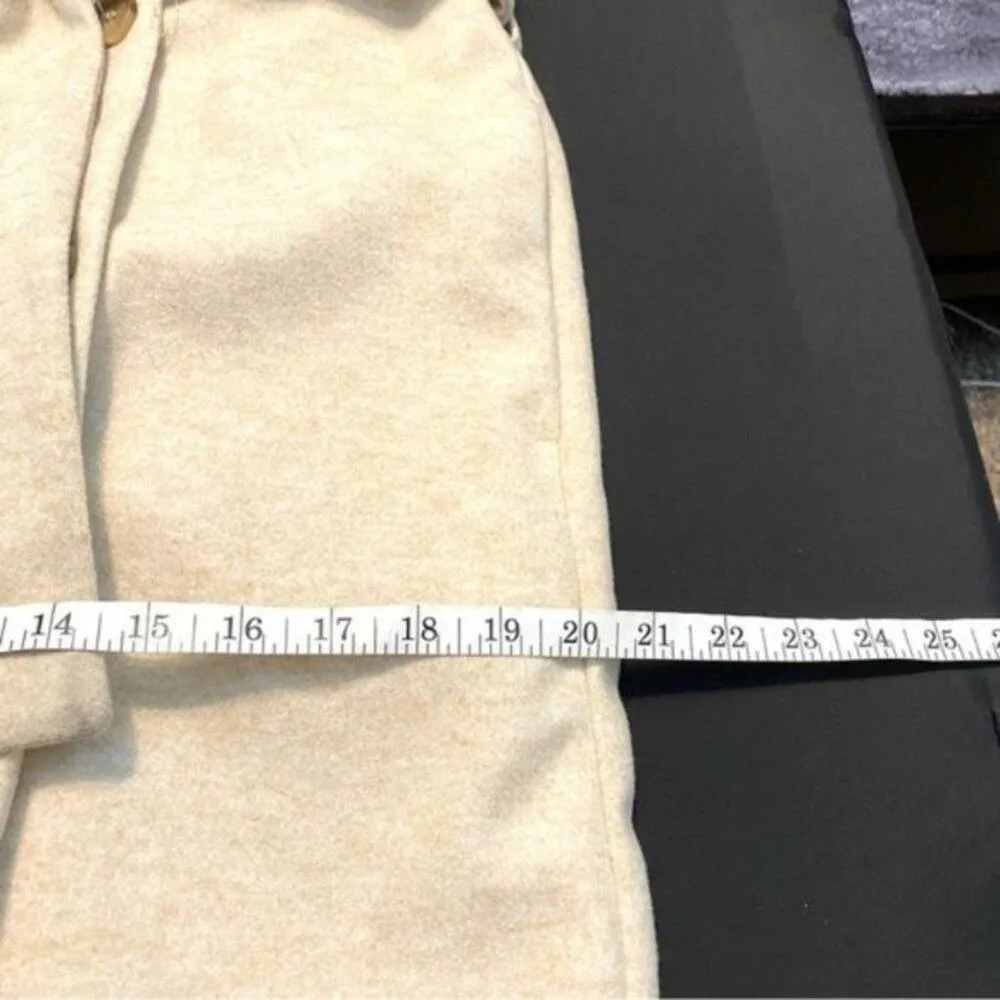 NEW Joie Cream Sleeveless Waist Tie Mid-length Double Breasted Peacoat Jacket M - Image 8