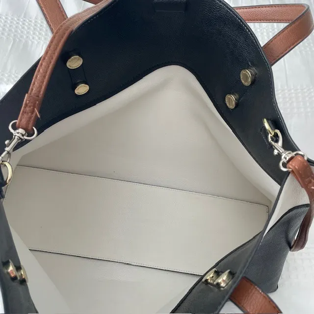 Calvin Klein Extra Large Reversible Tote - Black and White with Brown trim - EUC - Image 5