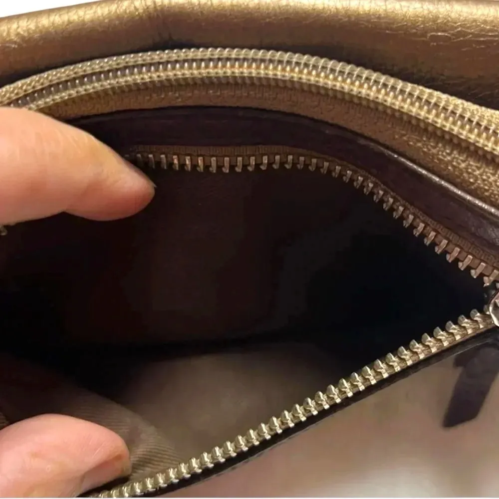 Fossil metallic bronze pleated leather zip wallet - Image 5