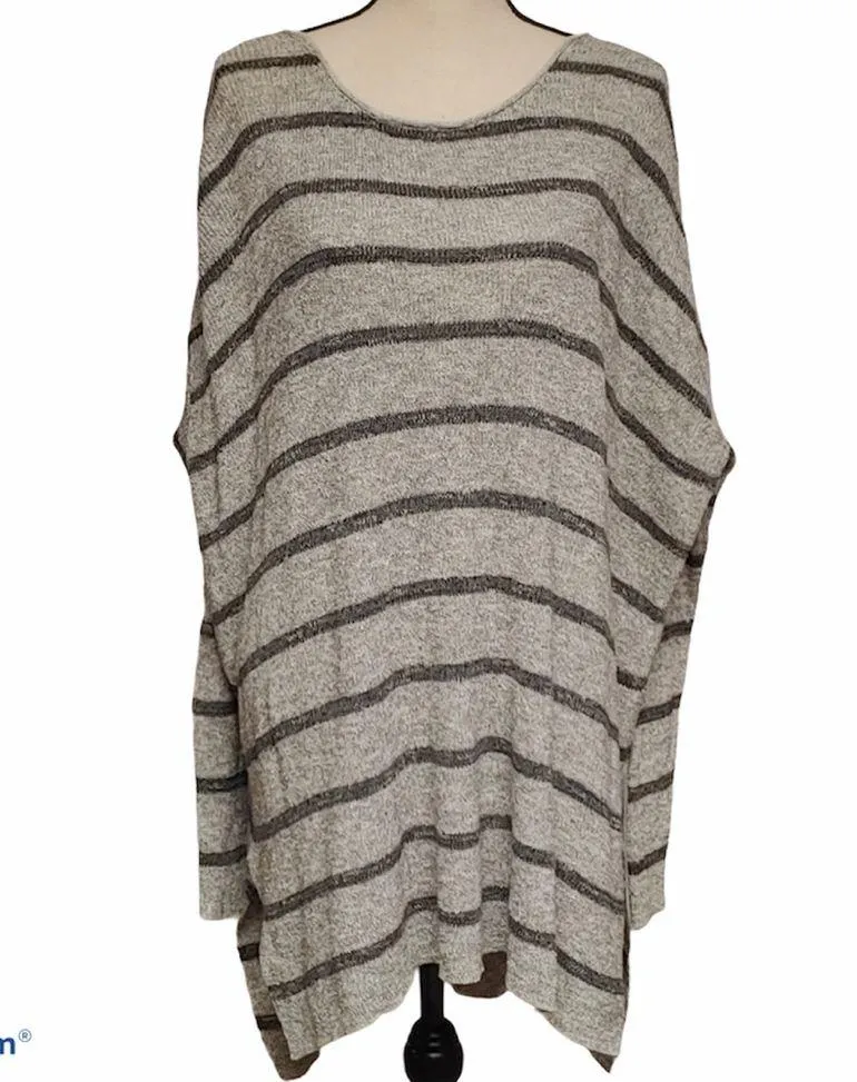 Free People Long Gray Striped Sweater or dress - Image 4