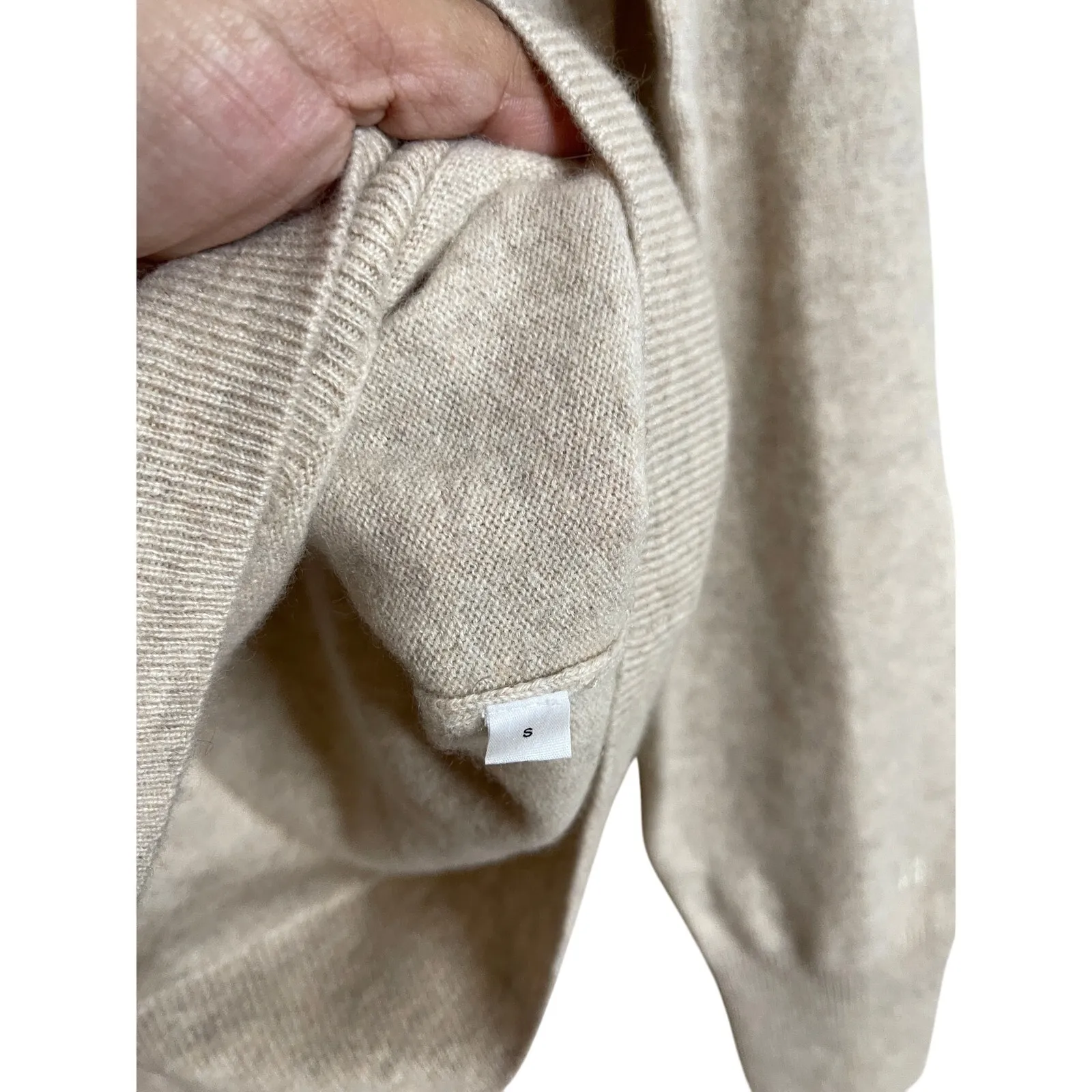 HumanUnion Custom Cashmere Crewneck Sweater "Forever Fangirl " Womans Small Tan - Image 10