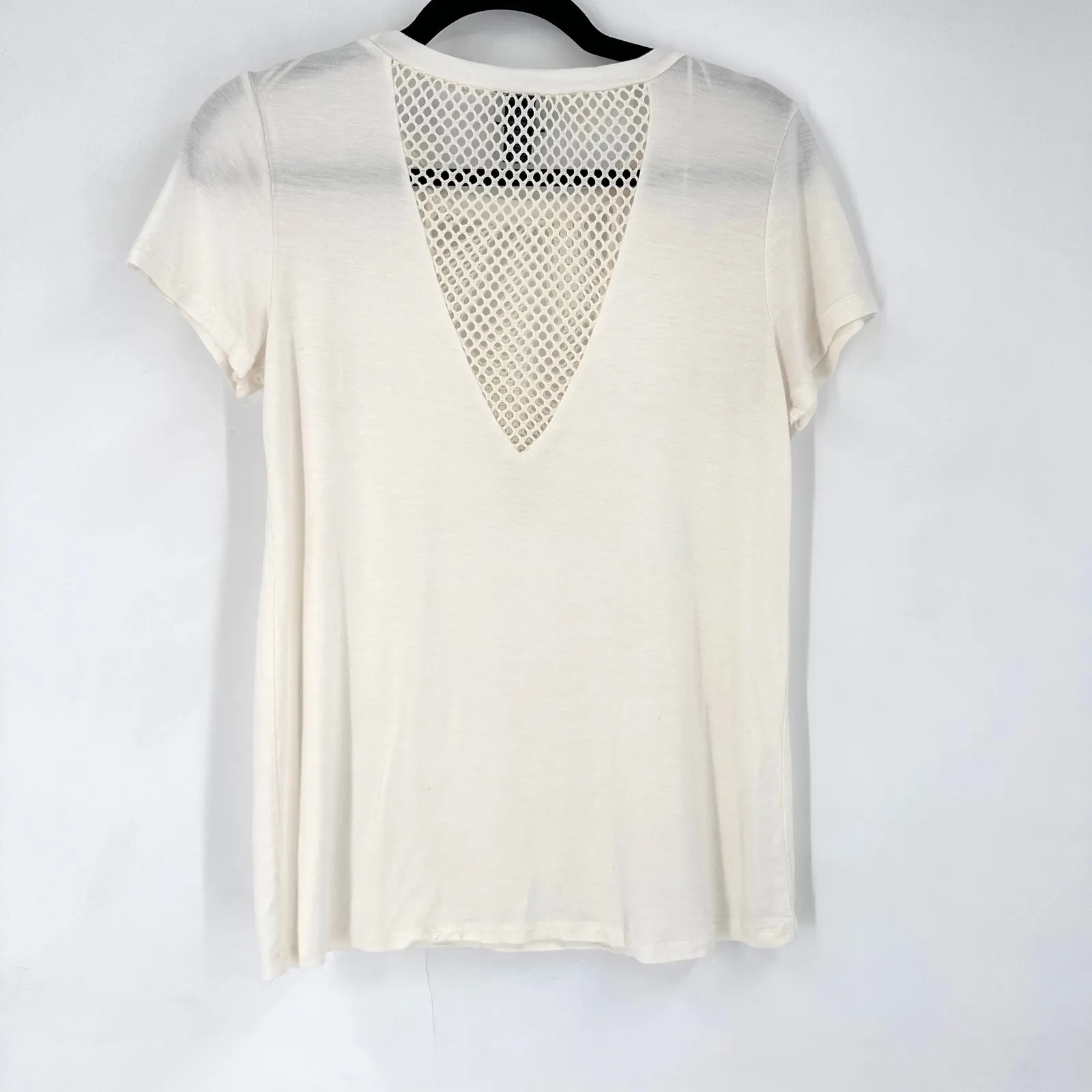 Daytrip Cream Mesh V-Neck Short Sleeve T-Shirt Top Size S Soft Grunge Festival - Image 7