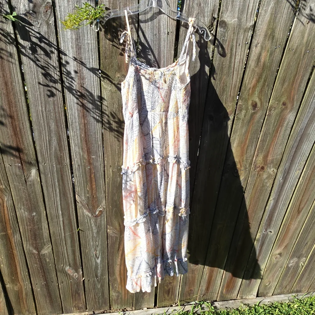 Sim & Sam Tiered Leaf Print Ruffle Dress M - Image 8