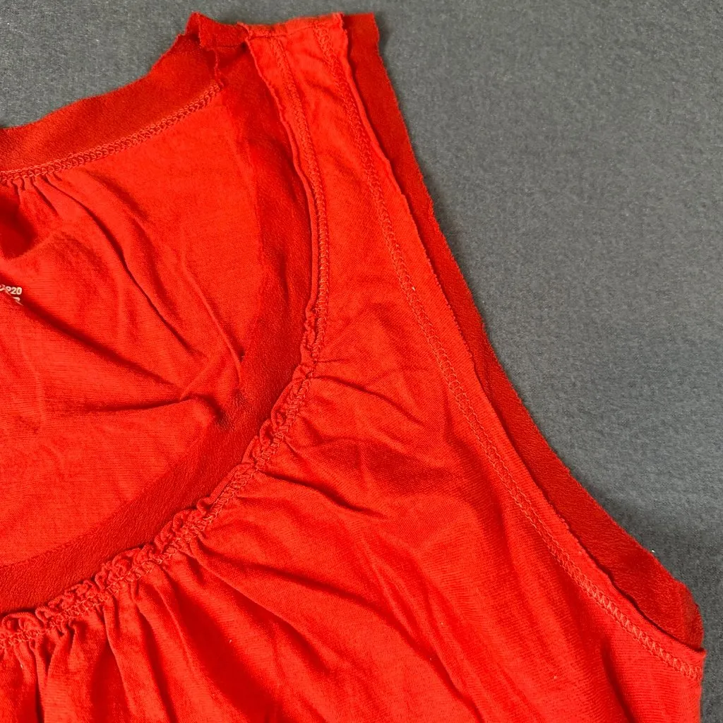 Vtg Eddie Bauer Womens Large Orangeish‎ Red Scoop Neck Tank Top Cotton Silk - Image 4