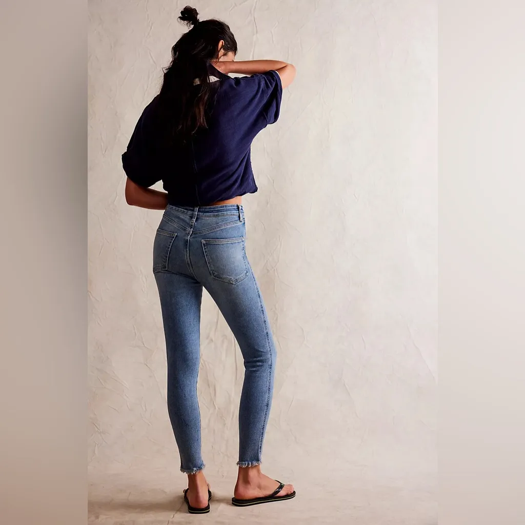 FREE PEOPLE We The Free Raw Hem High-Rise Denim Jegging Skinny Jeans Size 30 - Image 3