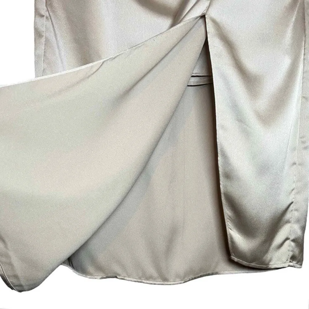 74- NWT  Knotted Elevated Satin Midi Skirt  sz XL GOLDEN TONE - Image 7