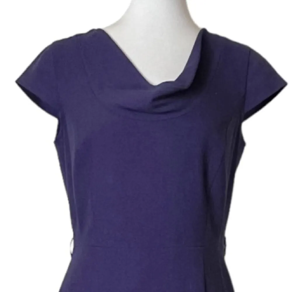 Calvin Klein Dress Sheath Pencil Drape Neck Cap Sleeve Purple Women’s Size 4 - Image 5