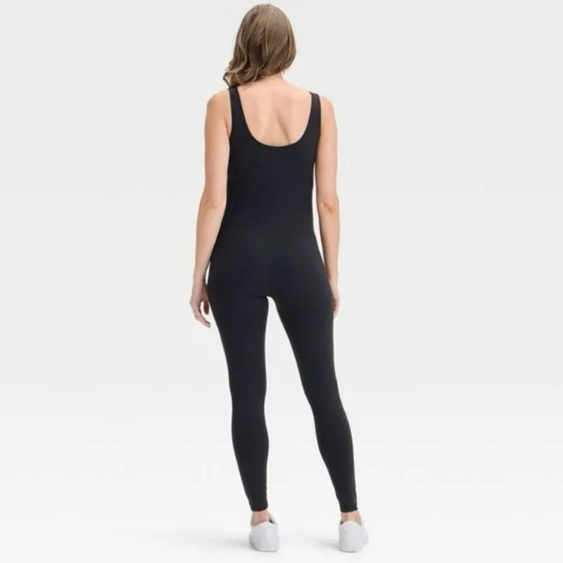NEW ISABEL MATERNITY Fitted Maternity Jumpsuit Black Medium Stretch Athleisure - Image 4