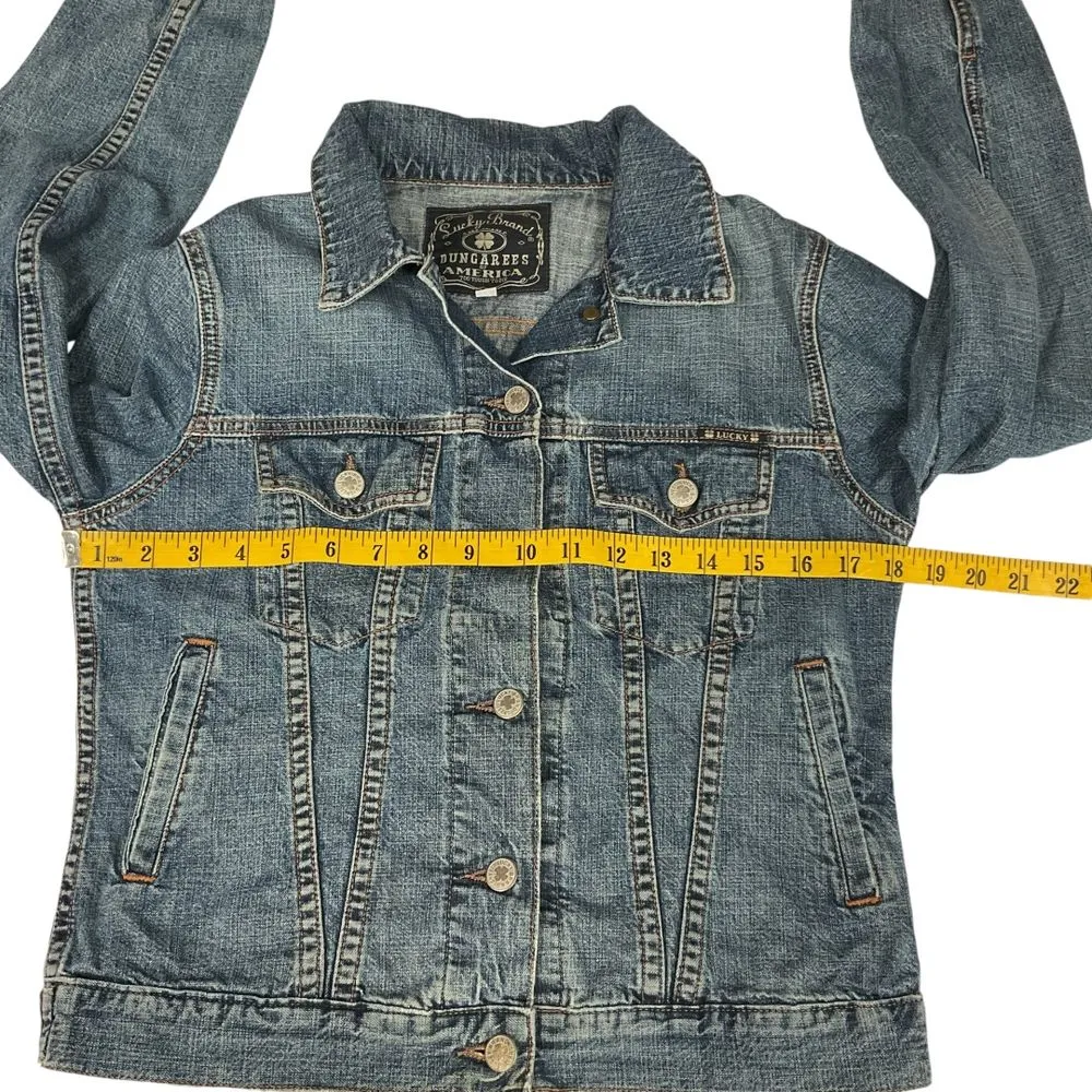 Lucky Brand Dungarees America Women's Denim‎ Trucker Jean Jacket Size M - Image 8