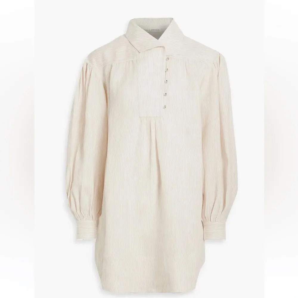 Ulla Johnson Dania Striped Linen Mock Neck Short‎ Mini Tunic Dress Size 2 XS - Image 4