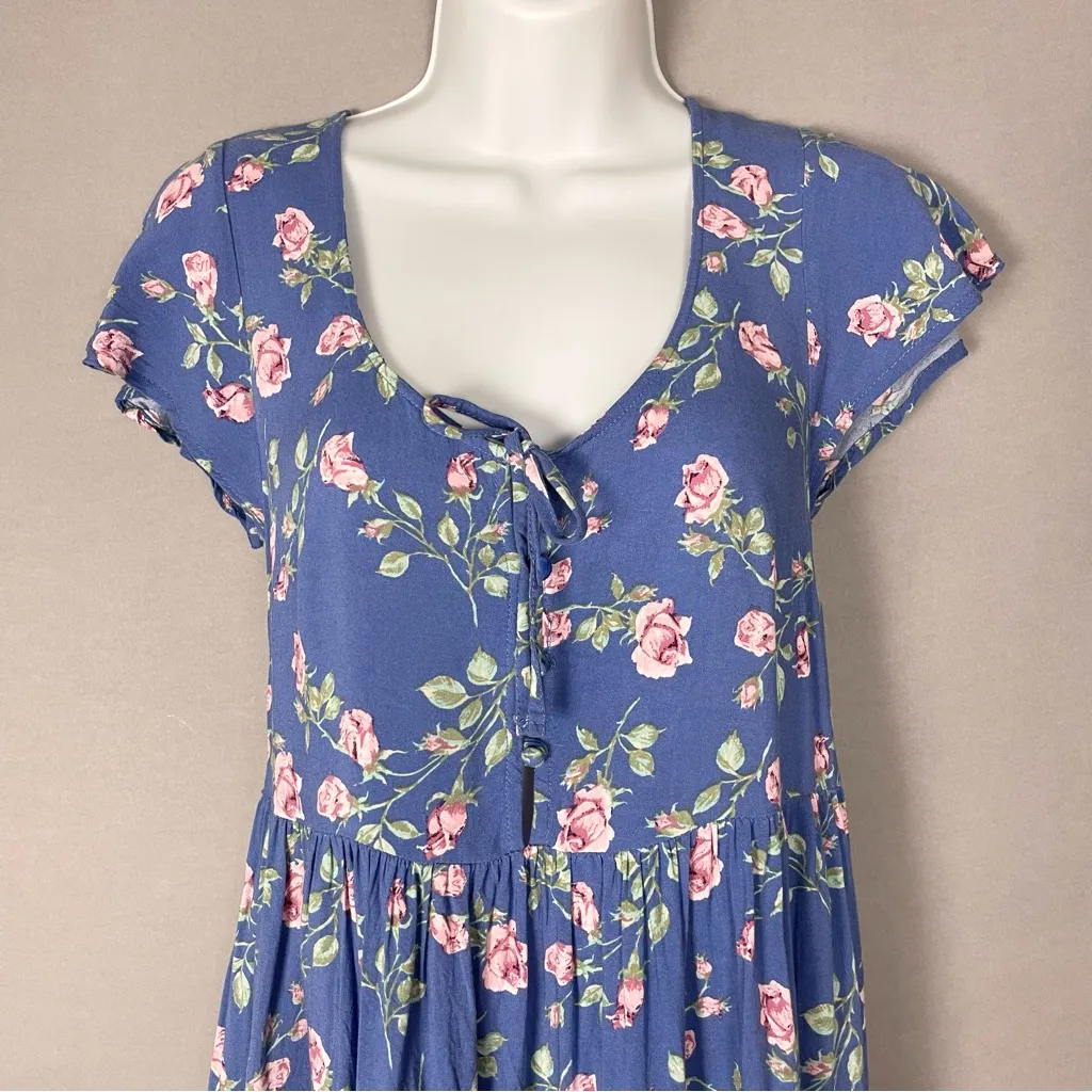 Urban Outfitters Babydoll Dress Floral Mini Button-Up Top Tiered‎ Skirt Feminine - Image 6