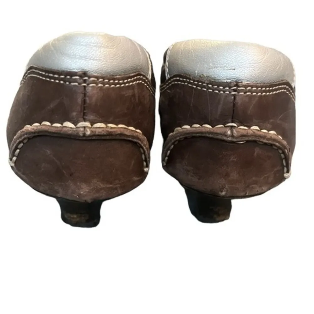 PRADA Brown Kitten Heel Leather Vintage Loafers - Image 7