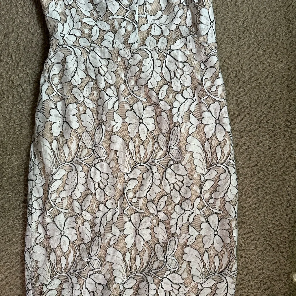 LULUS Delicate Darling Beige and Ivory Lace Bodycon Dress XS White - Image 4