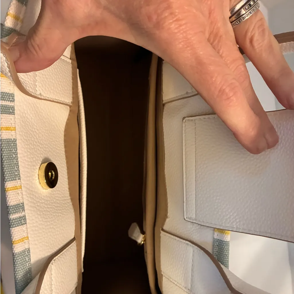 NWOT Nanette Lepore Striped Tote Bag with White and Yellow Accents - Image 8