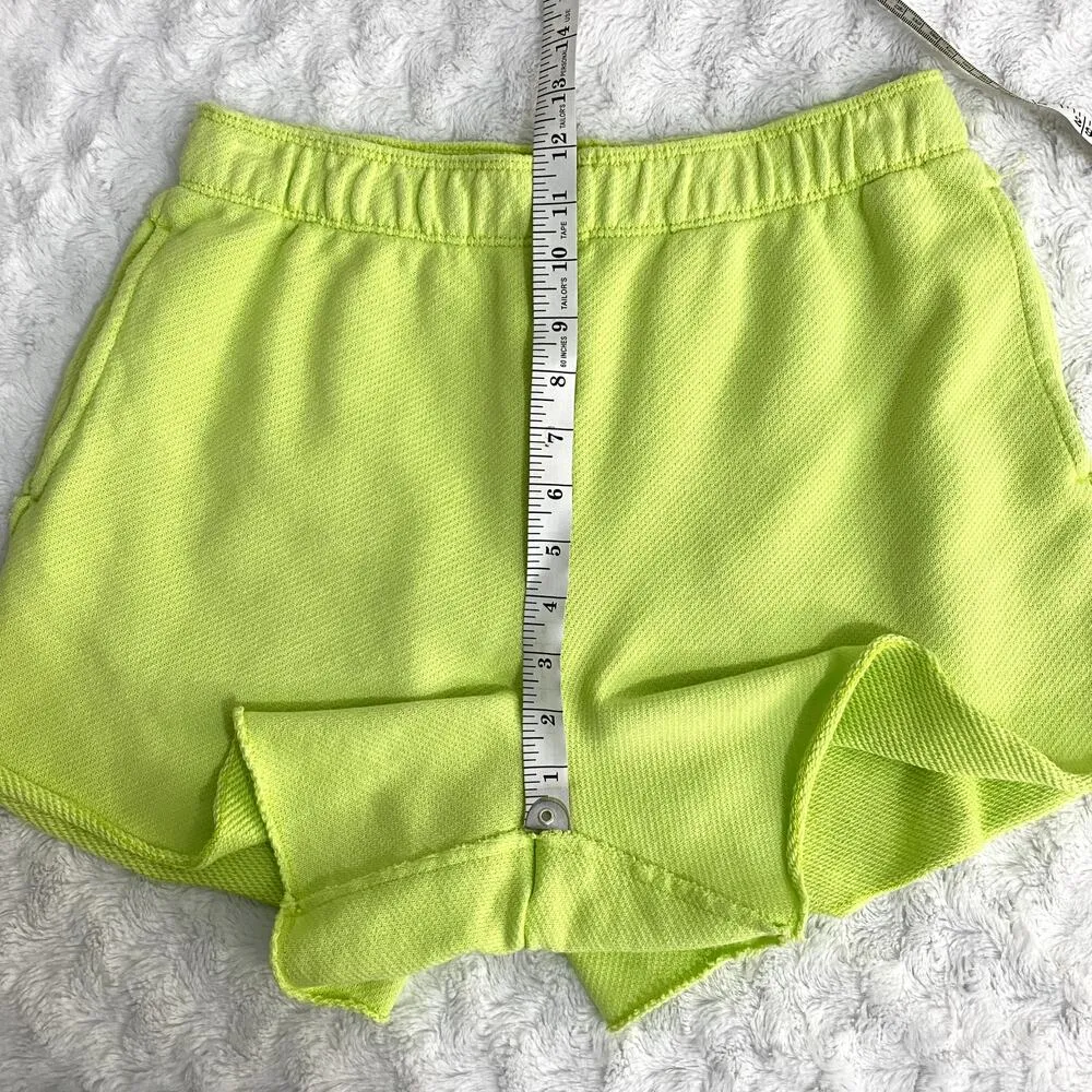 Aerie Neon Green Jersey Knit Comfy High Waisted Beach Party Sweat Shorts S - Image 6