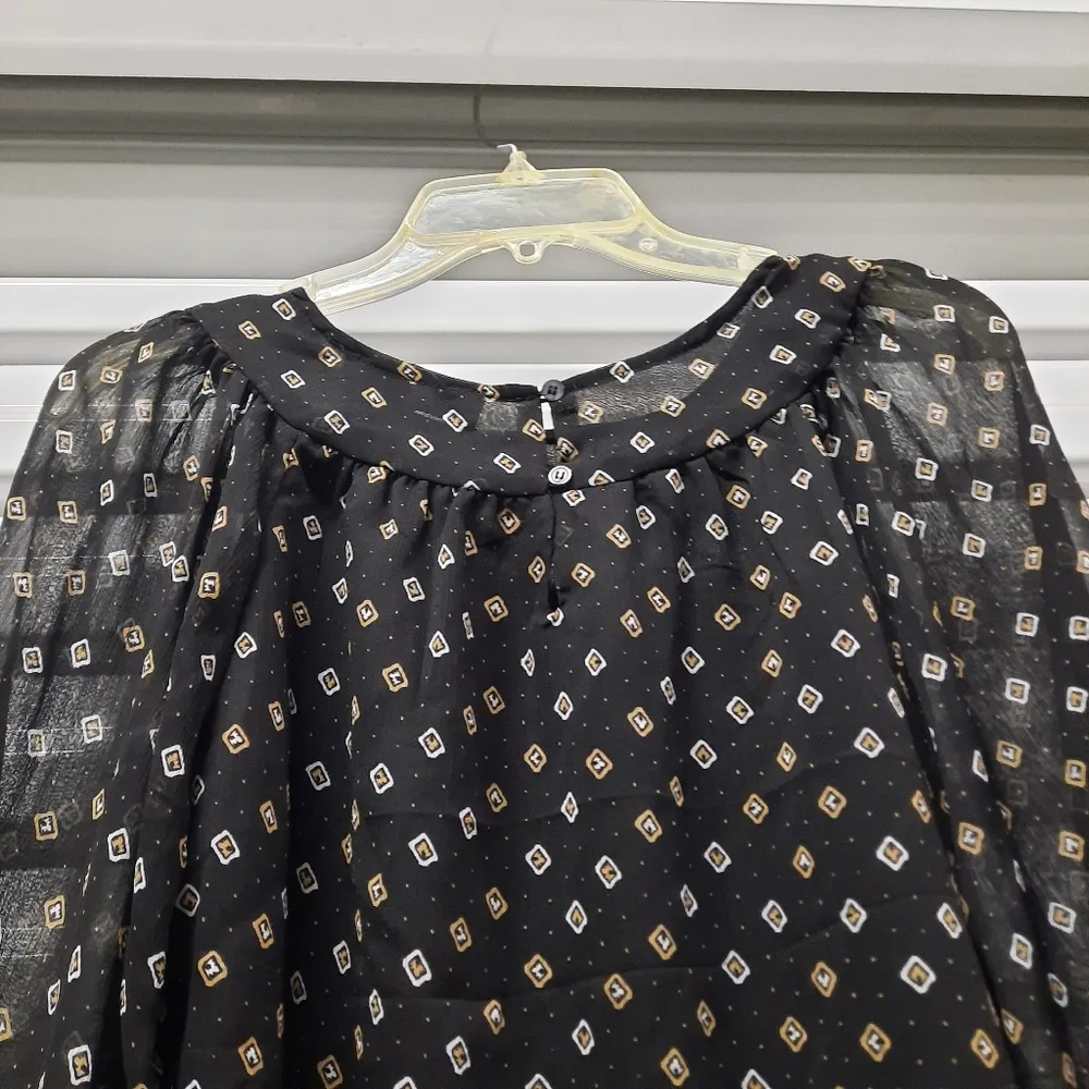 Joan Vass New York Blouse Top Women's XS Extra Small Black Long Sleeve Pullover - Image 7