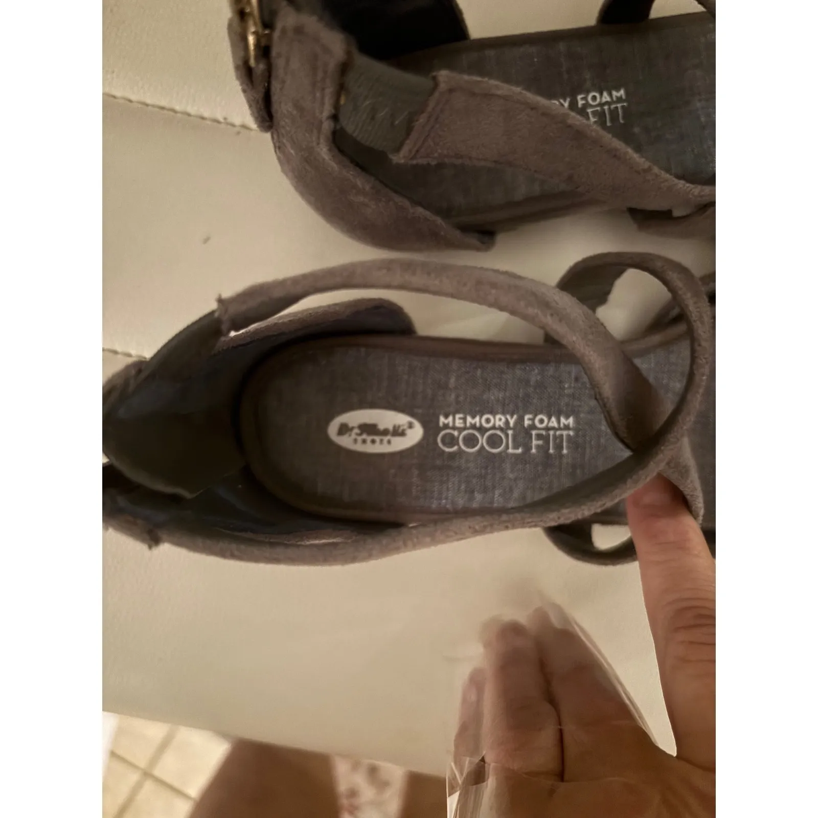 Dr Scholls Womens Grey Suede Ankle Strap Ballet Flats Memory Foam Cool Fit Shoes Gray Size 7 - Image 3