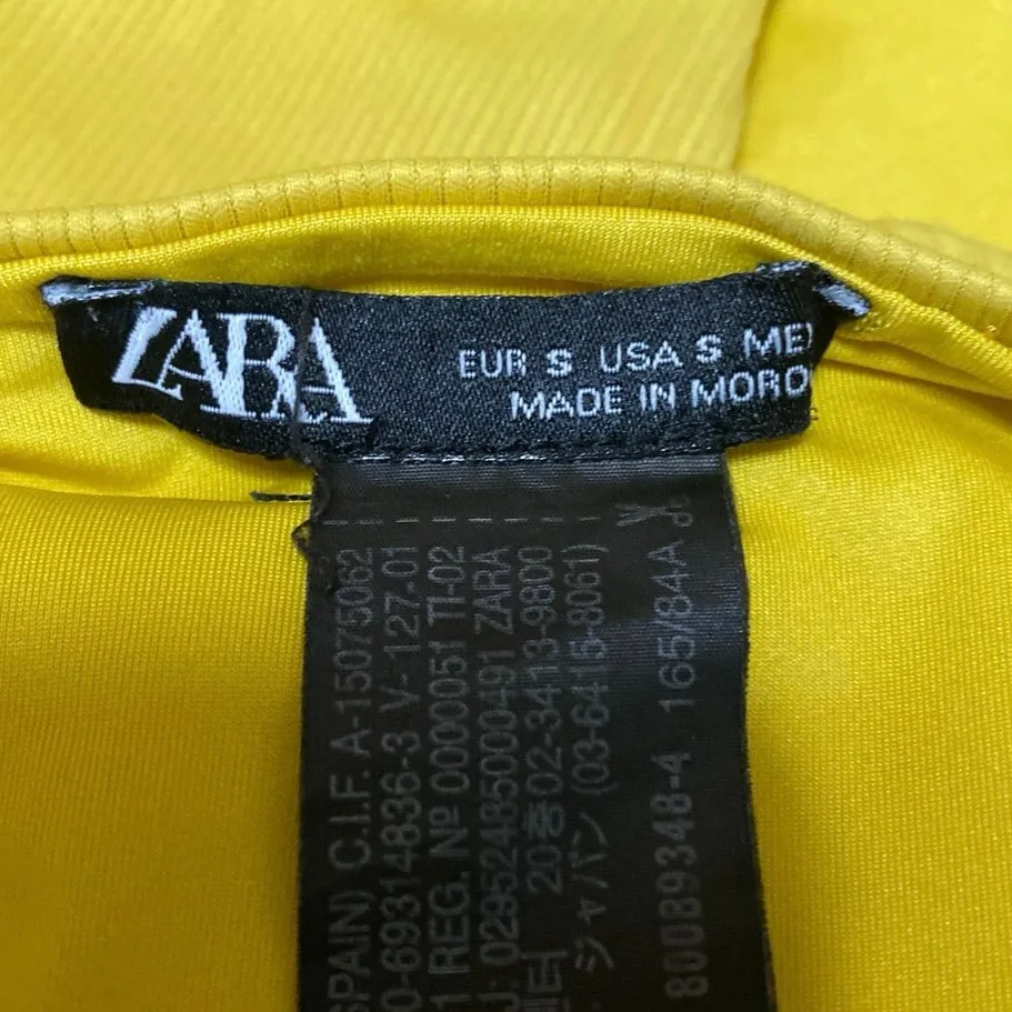 Zara Yellow Sleeveless Keyhole V-neck Backless Cami Beach One Piece Swimsuit S - Image 3