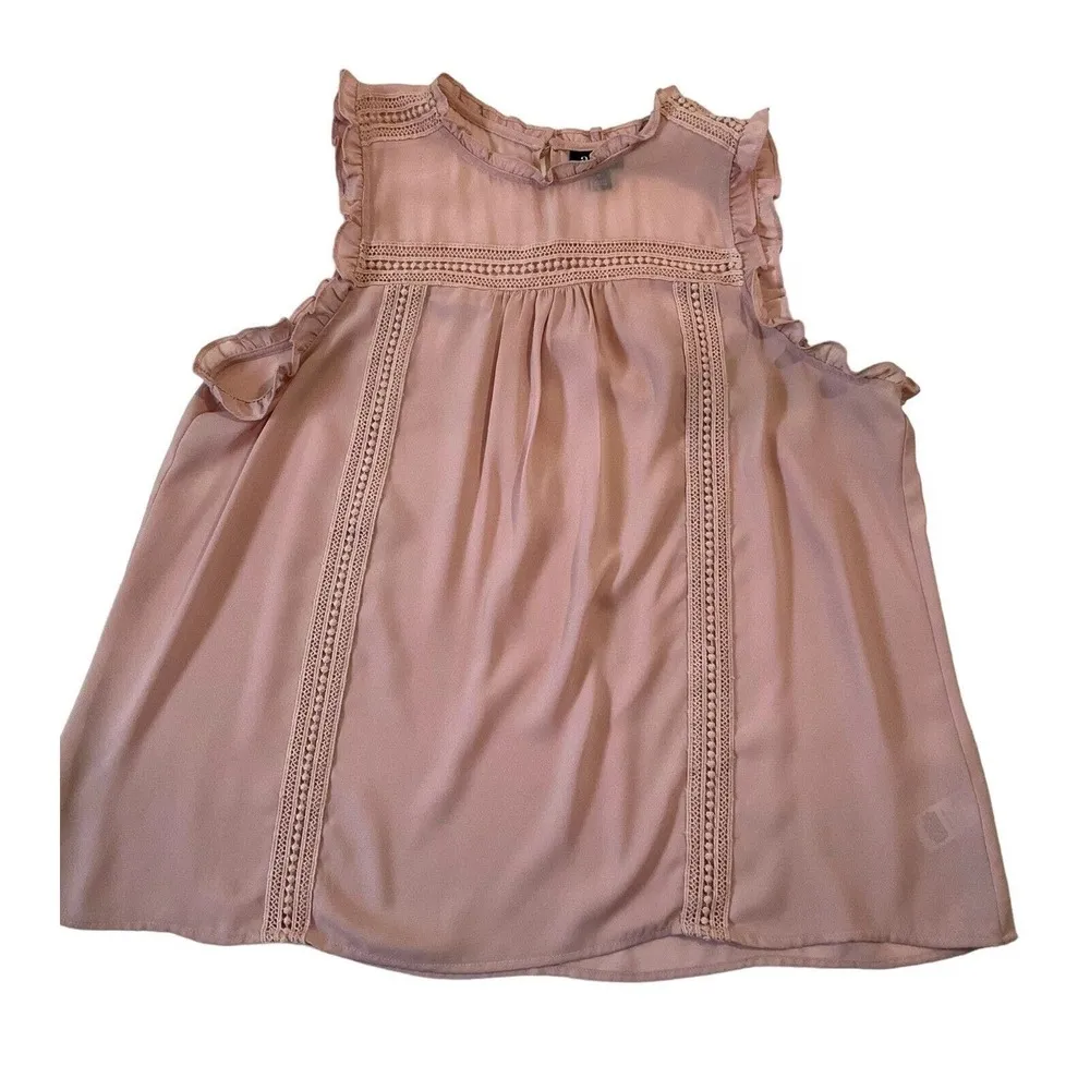 ANA A New Approach Women Size Medium Ruffle Sleeveless Peach Blouse (25-880) - Image 7
