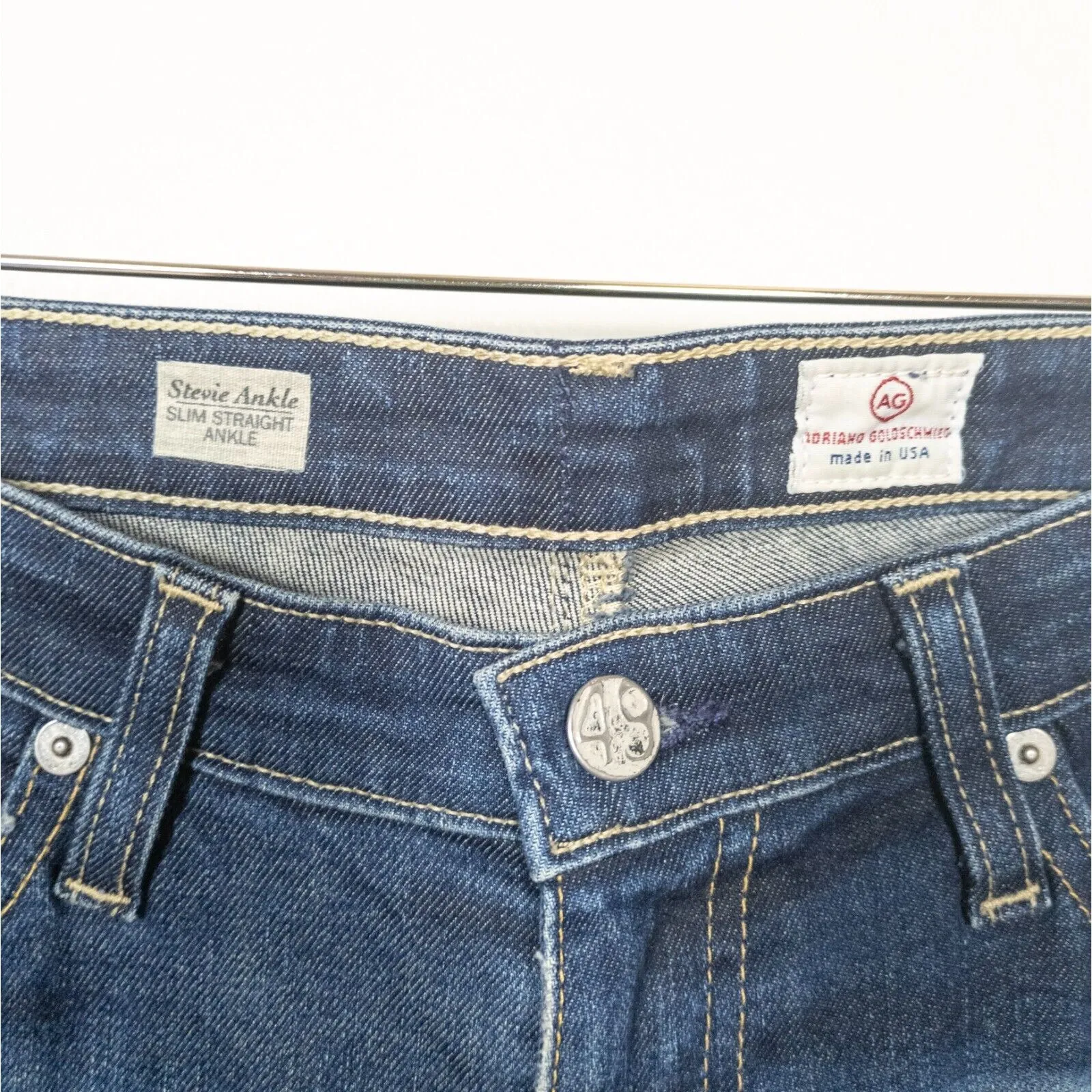 AG ADRIANO GOLDSCHMIED Stevie Slim Straight Ankle Jeans Dark Wash Women's 28R - Image 4