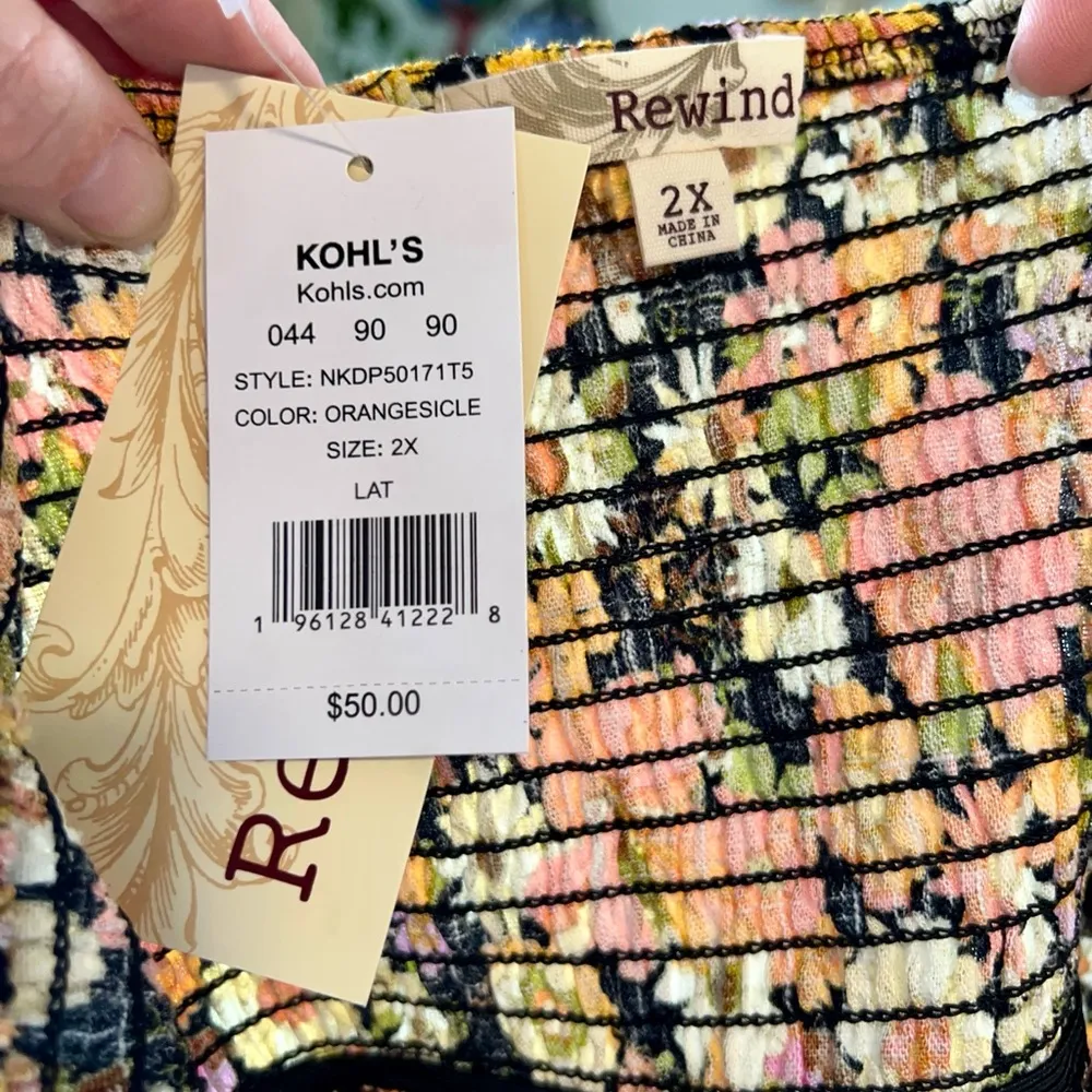 Kohl's Orange Pink Spaghetti Strap Sundress Mini Size 2X - Image 7