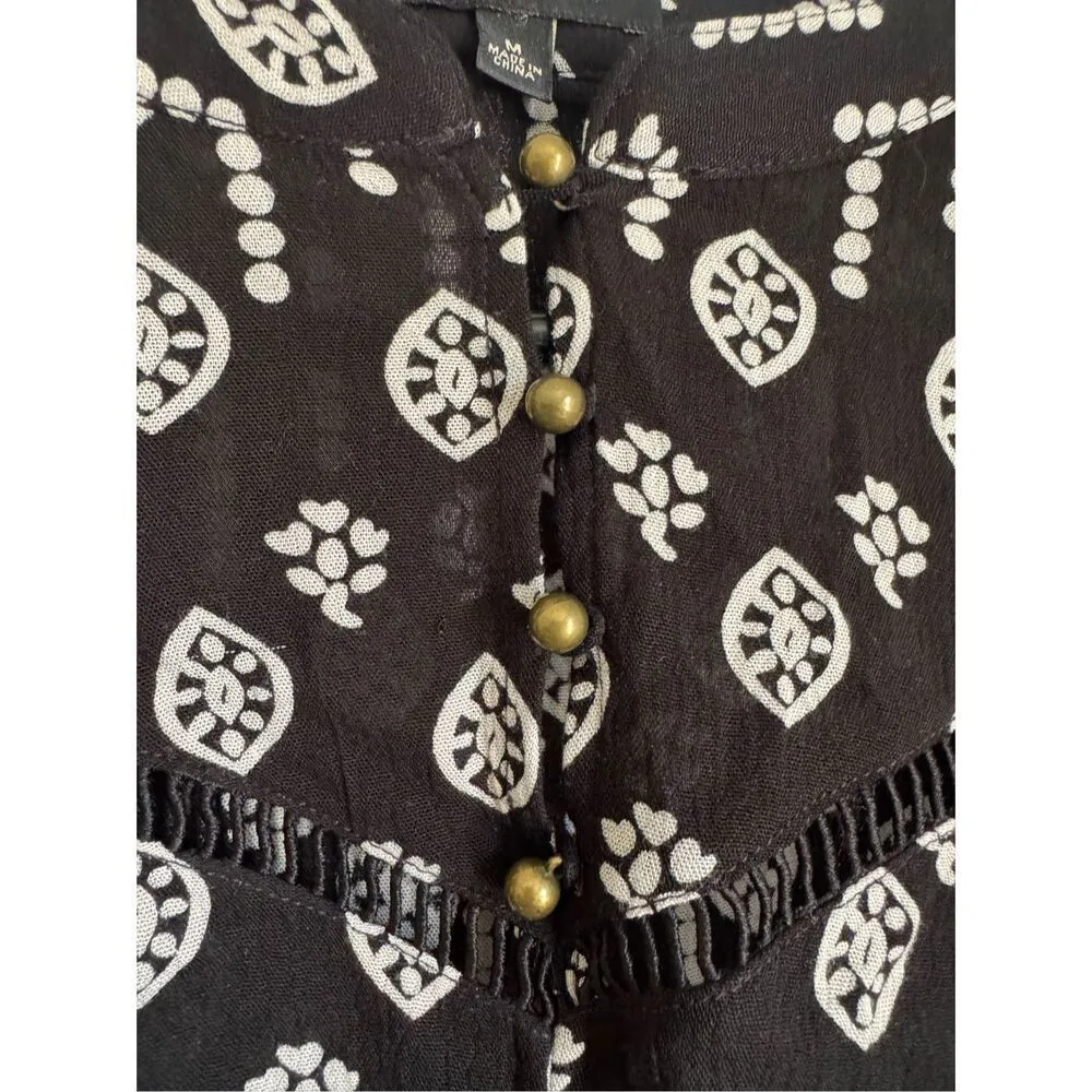 15Fifteen boho black floral paisley womens sz M beachy festival breathable Size M - Image 3