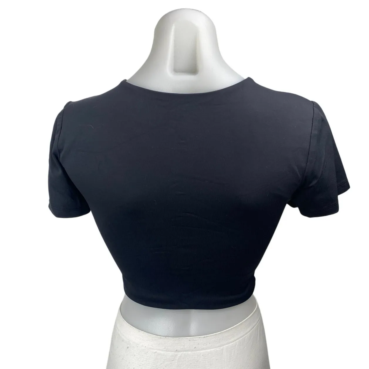 Aritzia Babaton Contour Black Crewneck Short Sleeve Crop Tee T-shirt Top Size M - Image 2