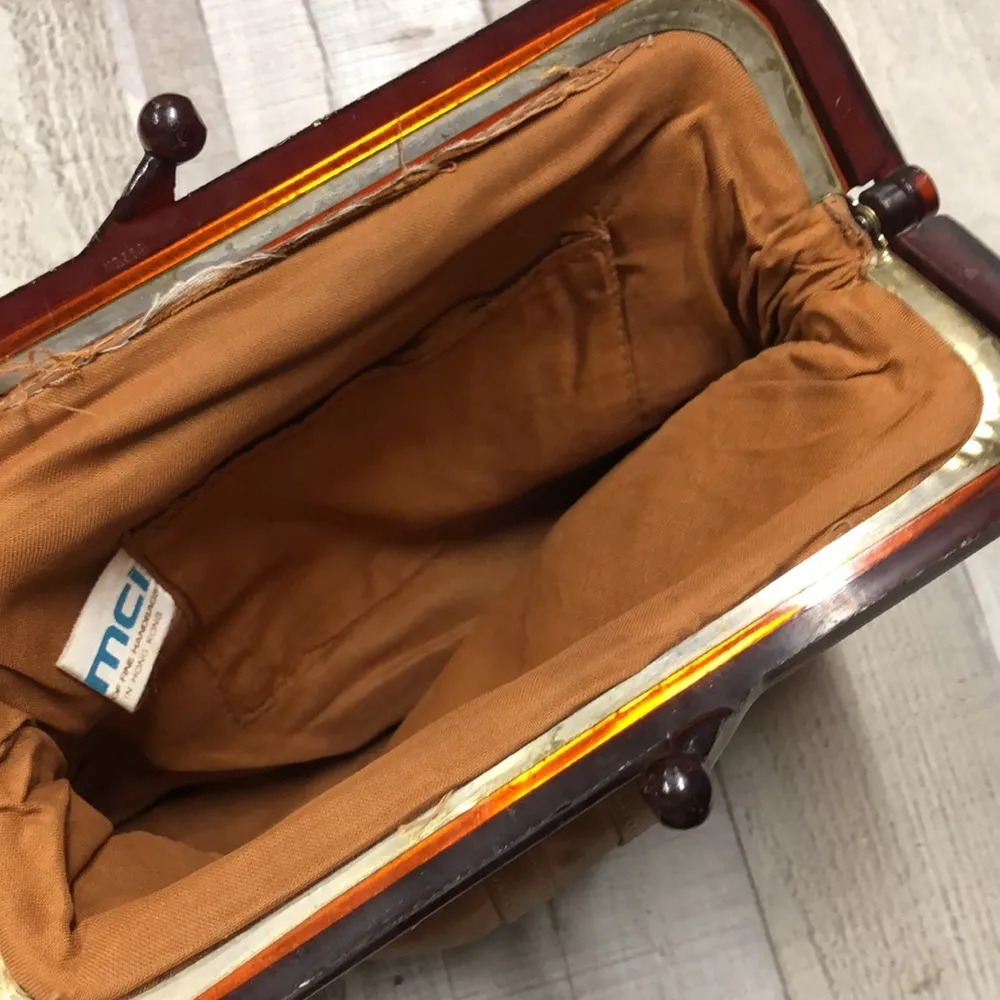 Vintage leather clutch purse Tan - Image 6